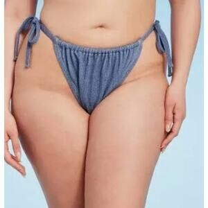 Wild Fable Cheeky Bikini Bottom Blue Denim Textured Side-Tie Women’s 2X